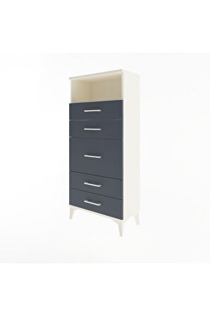 Arges Dolap Tek Raflı 5 Çekmeceli 60x30x134 Aytaşı-Antrasit