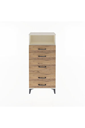 Arges Dolap Tek Raflı 5 Çekmeceli 60x30x134 Aytaşı-Çam