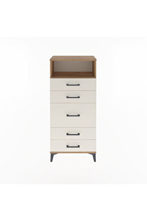 Arges Dolap Tek Raflı 5 Çekmeceli 60x30x134 Çam-Aytaşı