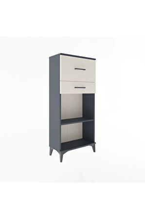 Arges Dolap Tek Raflı 2 Çekmeceli 60x30x134 Antrasit-Aytaşı