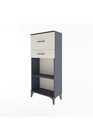 Arges Dolap Tek Raflı 2 Çekmeceli 60x30x134 Antrasit-Aytaşı