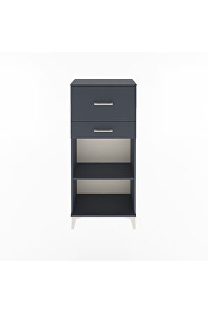 Arges Dolap Tek Raflı 2 Çekmeceli 60x30x134 Antrasit-Antrasit