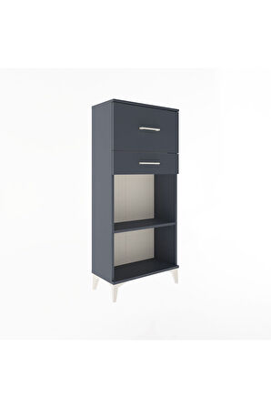 Arges Dolap Tek Raflı 2 Çekmeceli 60x30x134 Antrasit-Antrasit