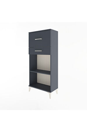 Arges Dolap Tek Raflı 2 Çekmeceli 60x30x134 Antrasit-Antrasit