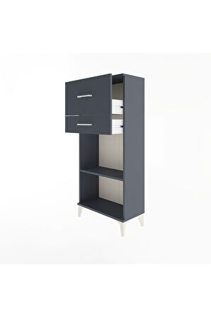 Arges Dolap Tek Raflı 2 Çekmeceli 60x30x134 Antrasit-Antrasit