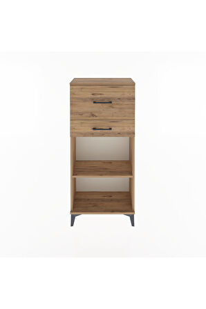 Arges Dolap Tek Raflı 2 Çekmeceli 60x30x134 Çam-Çam