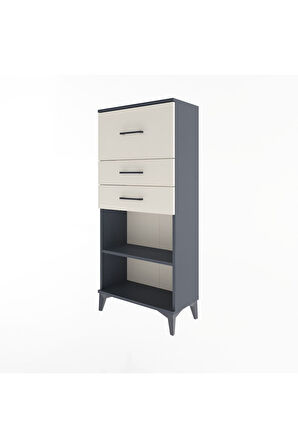 Arges Dolap Tek Raflı 3 Çekmeceli 60x30x134 Antrasit-Aytaşı