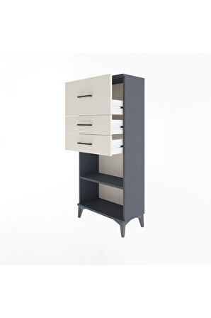 Arges Dolap Tek Raflı 3 Çekmeceli 60x30x134 Antrasit-Aytaşı