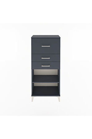 Arges Dolap Tek Raflı 3 Çekmeceli 60x30x134 Antrasit-Antrasit