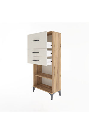 Arges Dolap Tek Raflı 3 Çekmeceli 60x30x134 Çam-Aytaşı