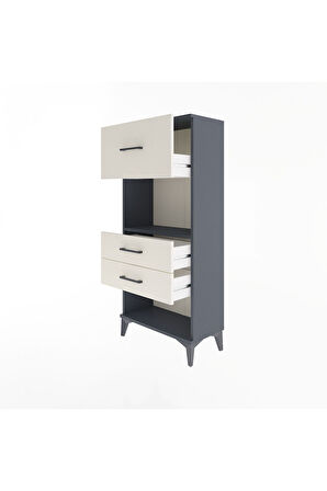 Arges Dolap Tek Raflı 3 Çekmeceli 60x30x134 Antrasit-Aytaşı