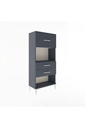 Arges Dolap Tek Raflı 3 Çekmeceli 60x30x134 Antrasit-Antrasit