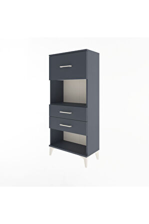 Arges Dolap Tek Raflı 3 Çekmeceli 60x30x134 Antrasit-Antrasit