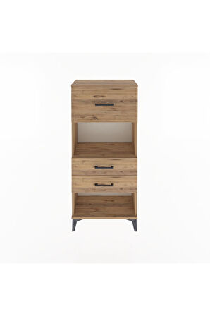 Arges Dolap Tek Raflı 3 Çekmeceli 60x30x134 Çam-Çam