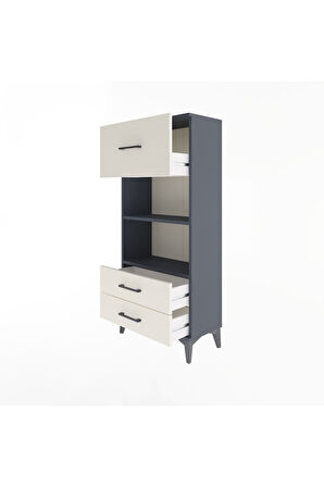 Arges Dolap 2 Raflı 3 Çekmeceli 60x30x134 Antrasit-Aytaşı