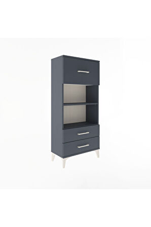 Arges Dolap 2 Raflı 3 Çekmeceli 60x30x134 Antrasit-Antrasit