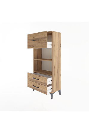 Arges Dolap 2 Raflı 3 Çekmeceli 60x30x134 Çam-Çam