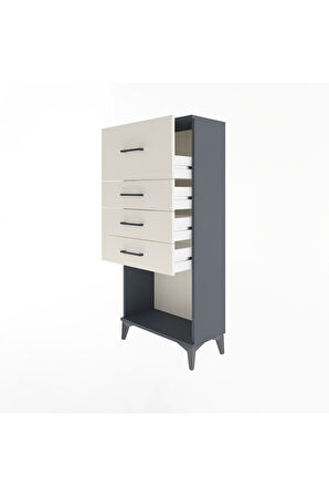 Arges Dolap 4 Çekmeceli 60x30x134 Antrasit-Aytaşı