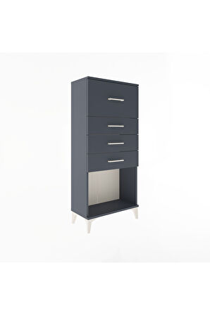 Arges Dolap 4 Çekmeceli 60x30x134 Antrasit-Antrasit