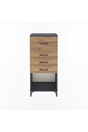 Arges Dolap 4 Çekmeceli 60x30x134 Antrasit-Çam