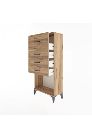 Arges Dolap 4 Çekmeceli 60x30x134 Çam-Çam