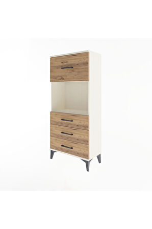 Arges Dolap Tek Raflı 4 Çekmeceli 60x30x134 Aytaşı-Çam