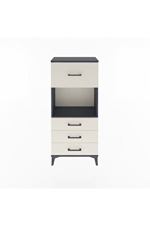 Arges Dolap Tek Raflı 4 Çekmeceli 60x30x134 Antrasit-Aytaşı