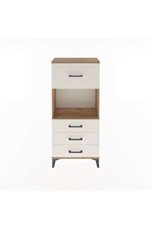 Arges Dolap Tek Raflı 4 Çekmeceli 60x30x134 Çam-Aytaşı