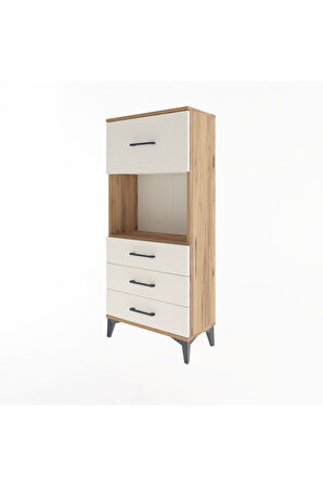 Arges Dolap Tek Raflı 4 Çekmeceli 60x30x134 Çam-Aytaşı