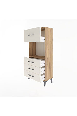 Arges Dolap Tek Raflı 4 Çekmeceli 60x30x134 Çam-Aytaşı
