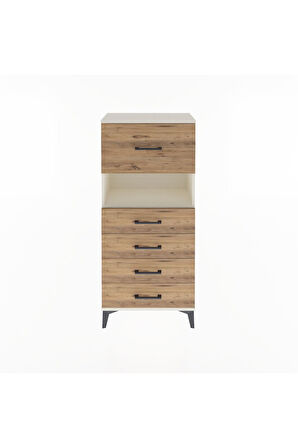 Arges Dolap Tek Raflı 5 Çekmeceli 60x30x134 Aytaşı-Çam