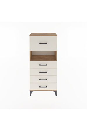 Arges Dolap Tek Raflı 5 Çekmeceli 60x30x134 Çam-Aytaşı