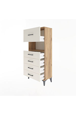 Arges Dolap Tek Raflı 5 Çekmeceli 60x30x134 Çam-Aytaşı