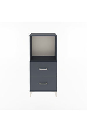 Arges Dolap Tek Raflı 2 Çekmeceli 60x30x134 Antrasit-Antrasit