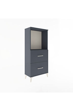 Arges Dolap Tek Raflı 2 Çekmeceli 60x30x134 Antrasit-Antrasit