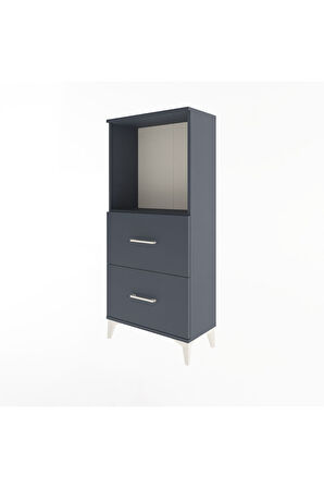 Arges Dolap Tek Raflı 2 Çekmeceli 60x30x134 Antrasit-Antrasit