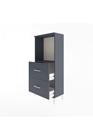 Arges Dolap Tek Raflı 2 Çekmeceli 60x30x134 Antrasit-Antrasit