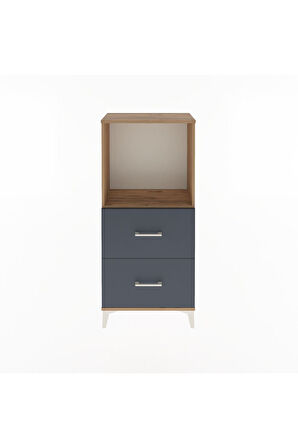 Arges Dolap Tek Raflı 2 Çekmeceli 60x30x134 Çam-Antrasit