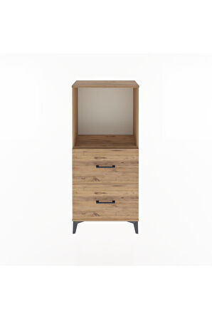 Arges Dolap Tek Raflı 2 Çekmeceli 60x30x134 Çam-Çam