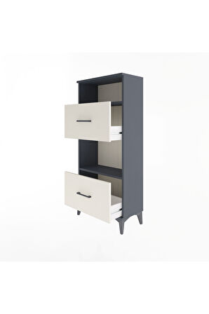 Arges Dolap 2 Raflı 2 Çekmeceli 60x30x134 Antrasit-Aytaşı