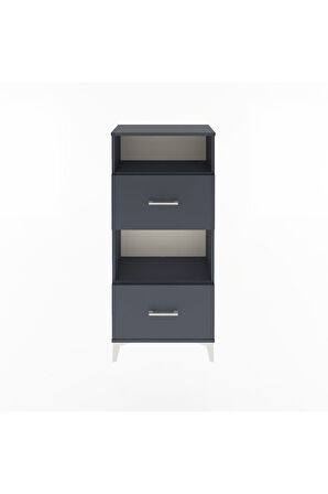 Arges Dolap 2 Raflı 2 Çekmeceli 60x30x134 Antrasit-Antrasit
