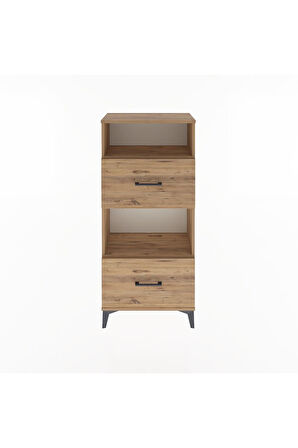 Arges Dolap 2 Raflı 2 Çekmeceli 60x30x134 Çam-Çam