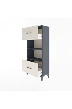Arges Dolap 2 Raflı 2 Çekmeceli 60x30x134 Antrasit-Aytaşı
