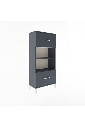 Arges Dolap 2 Raflı 2 Çekmeceli 60x30x134 Antrasit-Antrasit