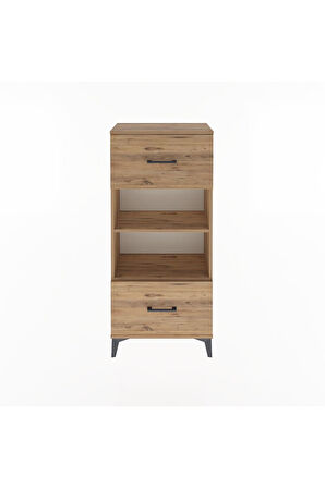 Arges Dolap 2 Raflı 2 Çekmeceli 60x30x134 Çam-Çam