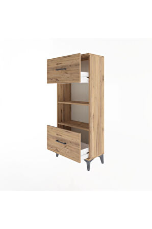 Arges Dolap 2 Raflı 2 Çekmeceli 60x30x134 Çam-Çam