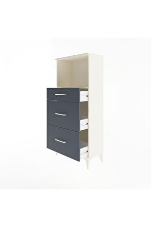 Arges Dolap Tek Raflı 3 Çekmeceli 60x30x134 Aytaşı-Antrasit