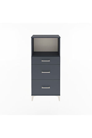 Arges Dolap Tek Raflı 3 Çekmeceli 60x30x134 Antrasit-Antrasit