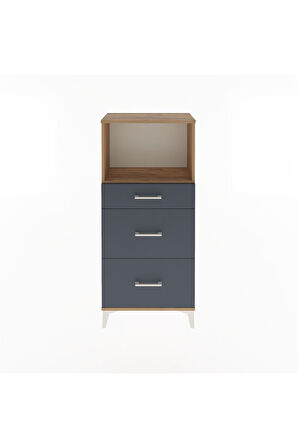 Arges Dolap Tek Raflı 3 Çekmeceli 60x30x134 Çam-Antrasit