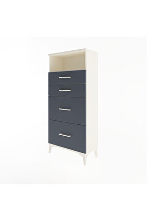 Arges Dolap Tek Raflı 4 Çekmeceli 60x30x134 Aytaşı-Antrasit